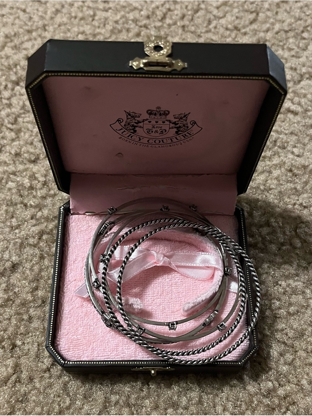 Juicy Couture Silver-Tone Stacked Bangle Bracelet Set